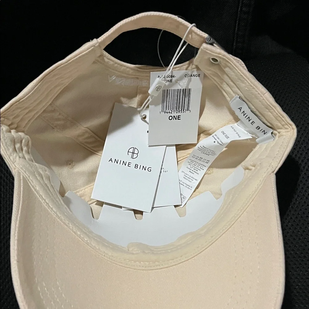 💥 1 DAY SALE 💥 NWT Anine Bing Jeremy Baseball Cap RARE Cream Orange 💯 Cotton - Picture 9 of 13